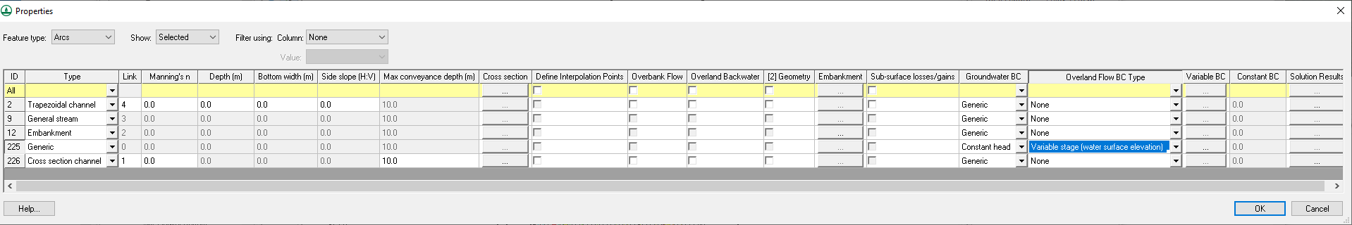 The Coverage Properties dialog is where the attributes are associated with feature arcs.