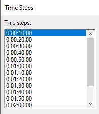Example of the Time Steps window.