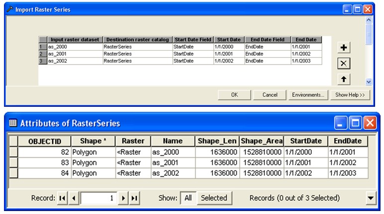 File:AHGW Import Raster Series dialog compared to Attributes of Raster Series dialog - batch processing.jpg