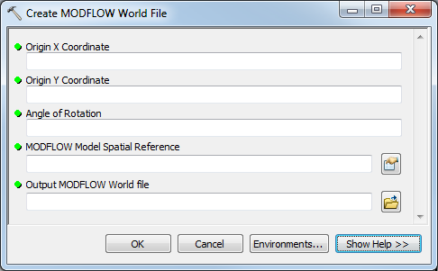 File:AHGW MODFLOW Analyst Import - Create MODFLOW World File dialog.png