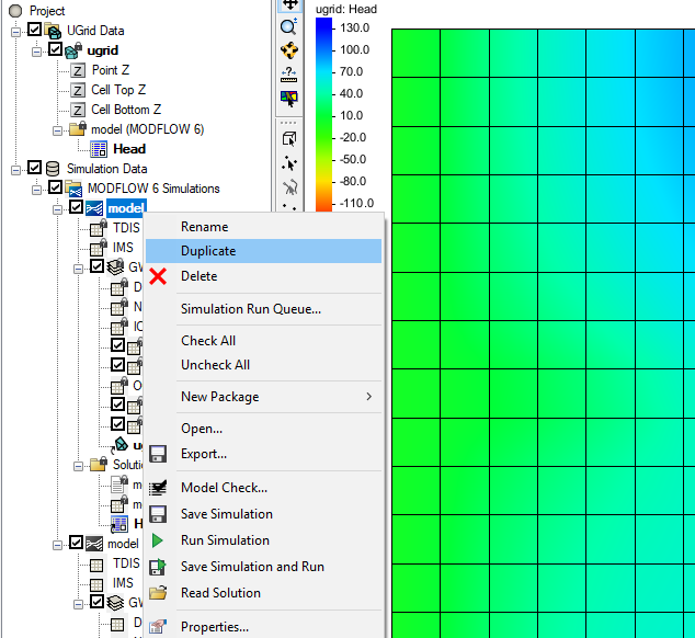 Duplicate command in the simulation menu