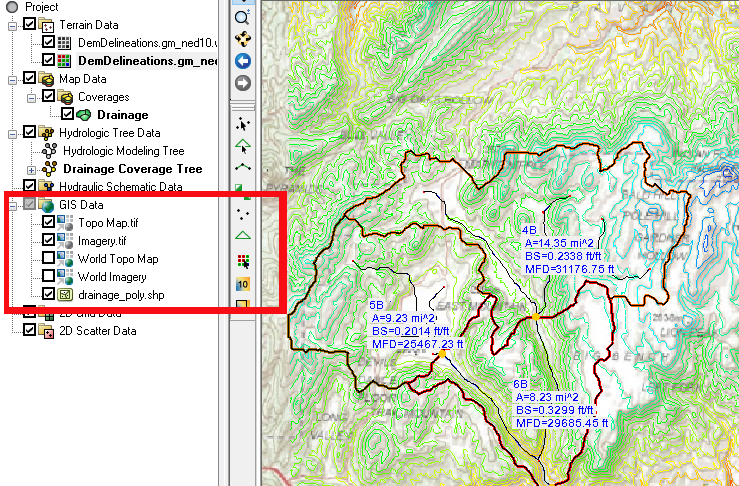 GIS items in a WMS project