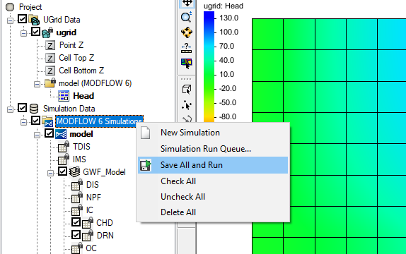 Sae All and Run command in the simulation folder menu