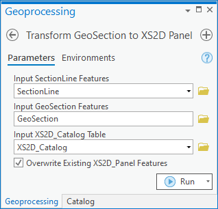 File:ArcGIS Pro Transform GeoSection to XS2D Panel.png