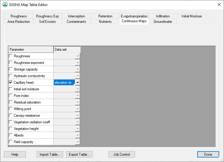 File:GSSHA Map Table Editor dialog Continuous Maps tab.png