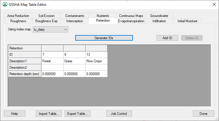 File:GSSHA Map Table Editor dialog Retention tab.png