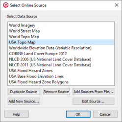 The Select Online Source dialog