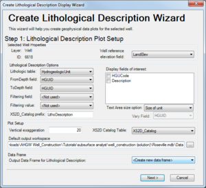 AHGW Create Lithological Description Wizard dialog Step 1.png