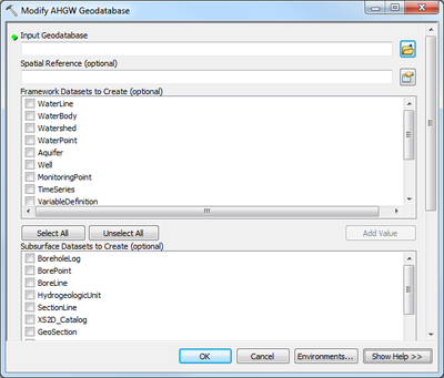 Modify AHGW Geodatabase tool interface